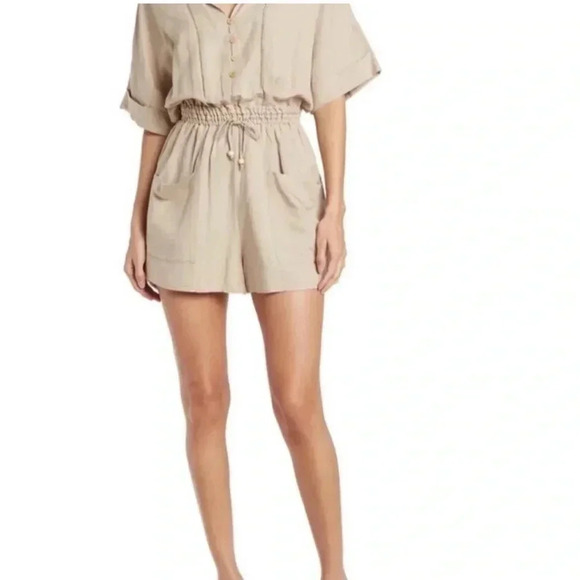 BlankNYC frappe linen  blend romper - Picture 2 of 14